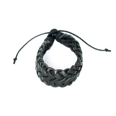 Wide Braided Leather Rakhi Bracelet